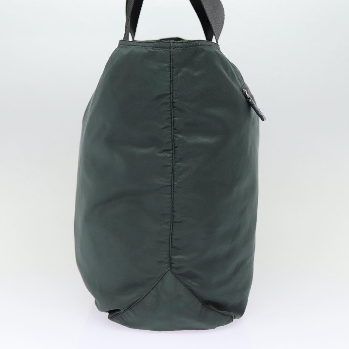 PRADA Tote Bag Nylon Green Silver Auth