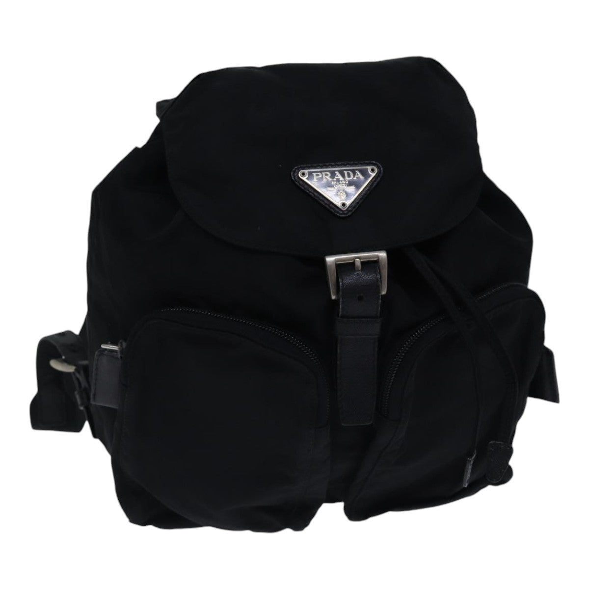 PRADA Backpack Nylon Black Silver Auth