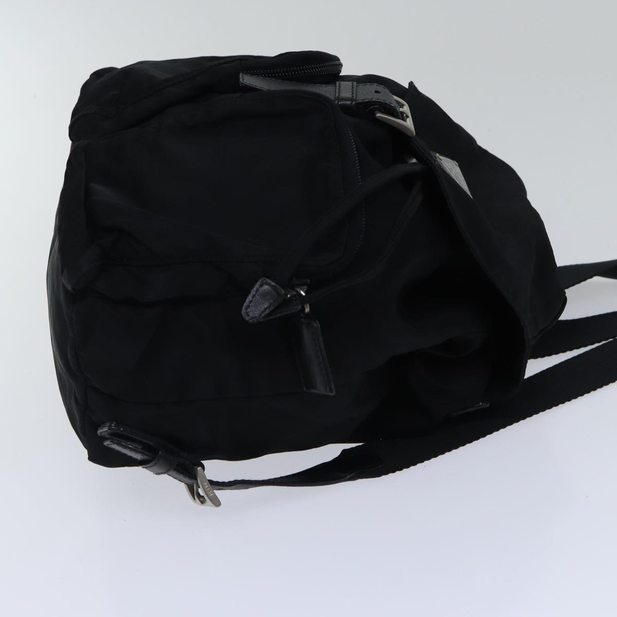 PRADA Backpack Nylon Black Silver Auth