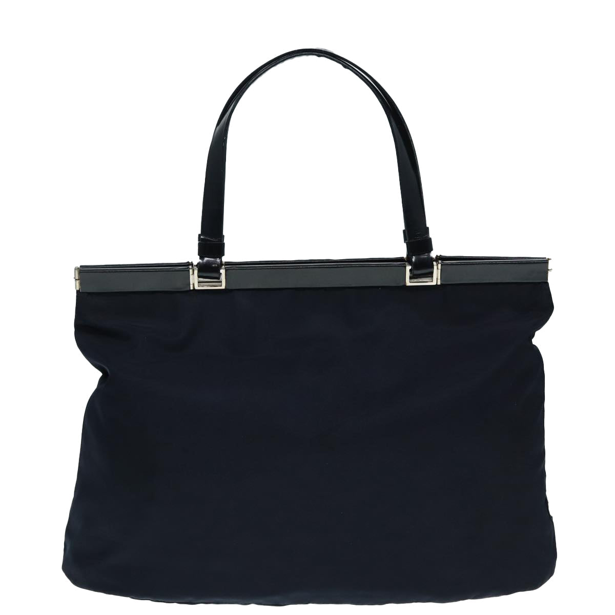 PRADA Hand Bag Nylon Navy Silver Auth