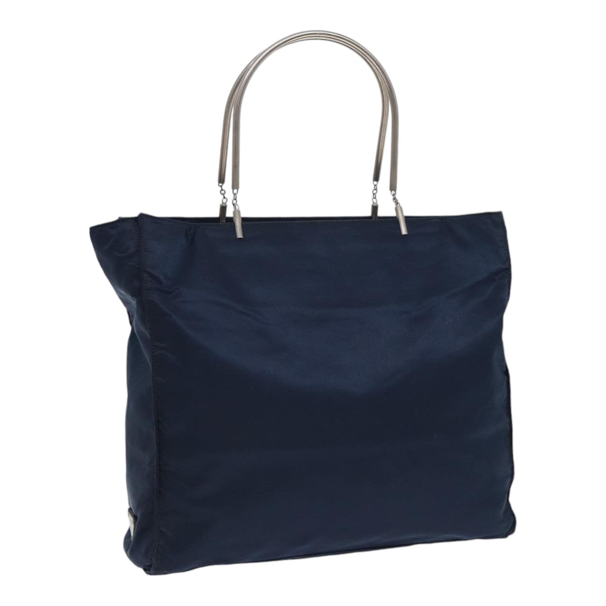 PRADA Hand Bag Nylon Navy Silver Auth