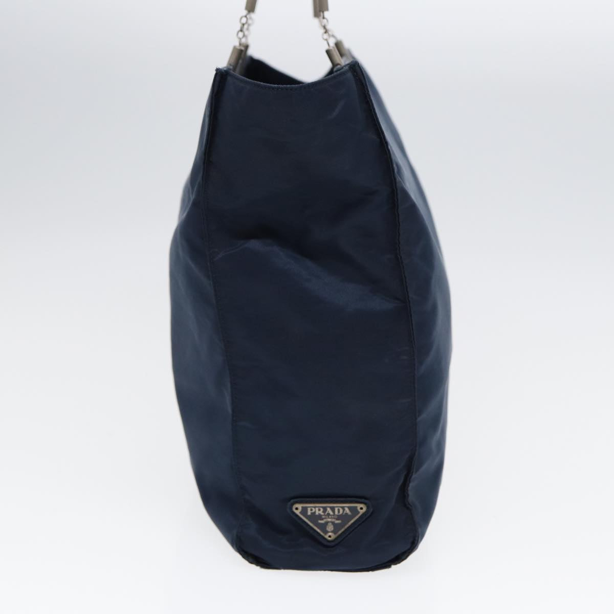 PRADA Hand Bag Nylon Navy Silver Auth