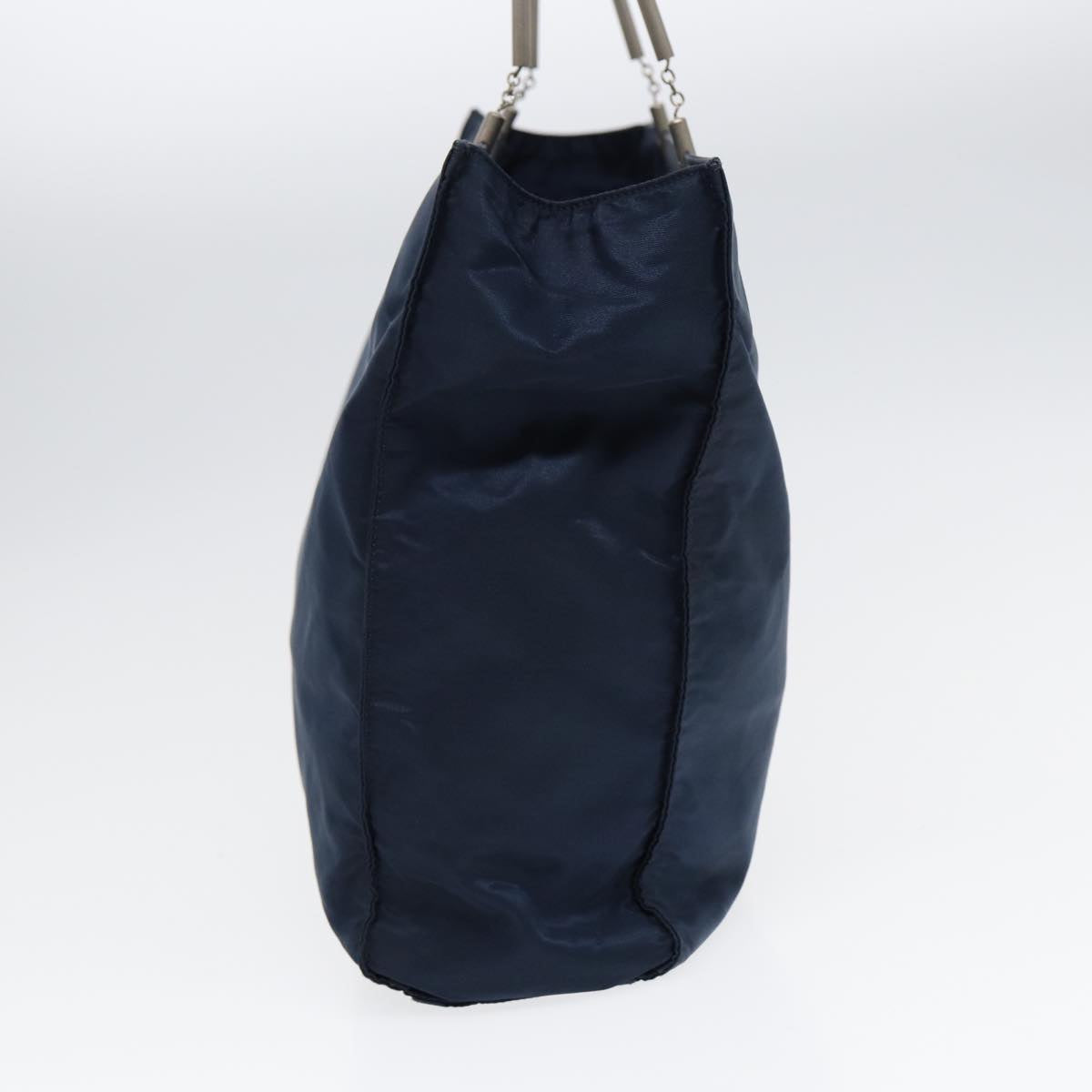 PRADA Hand Bag Nylon Navy Silver Auth