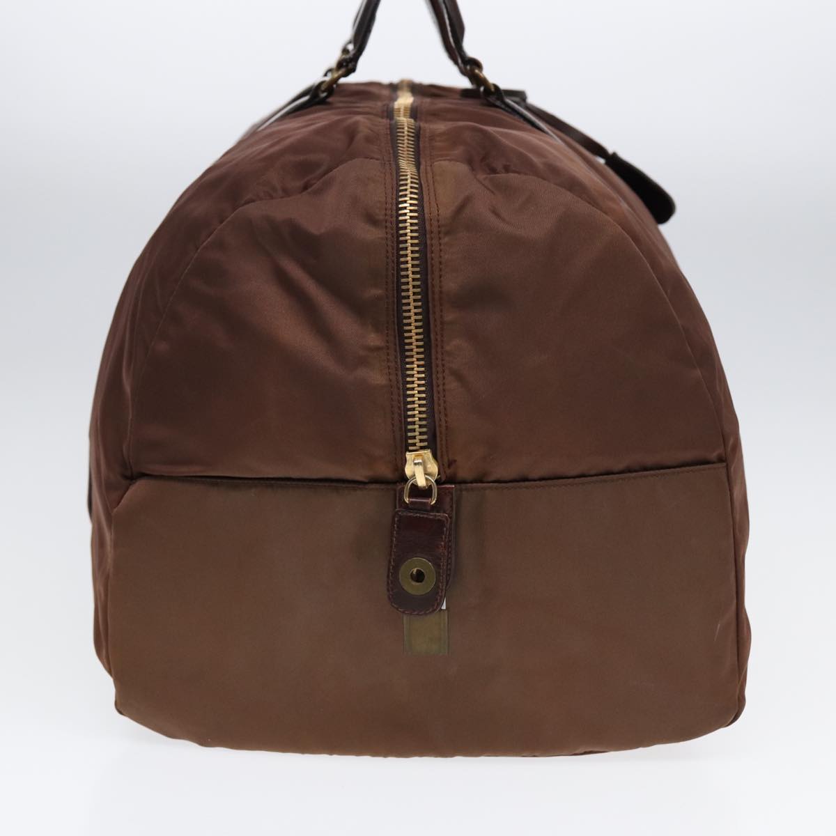 PRADA Boston Bag Nylon Gold Brown Auth