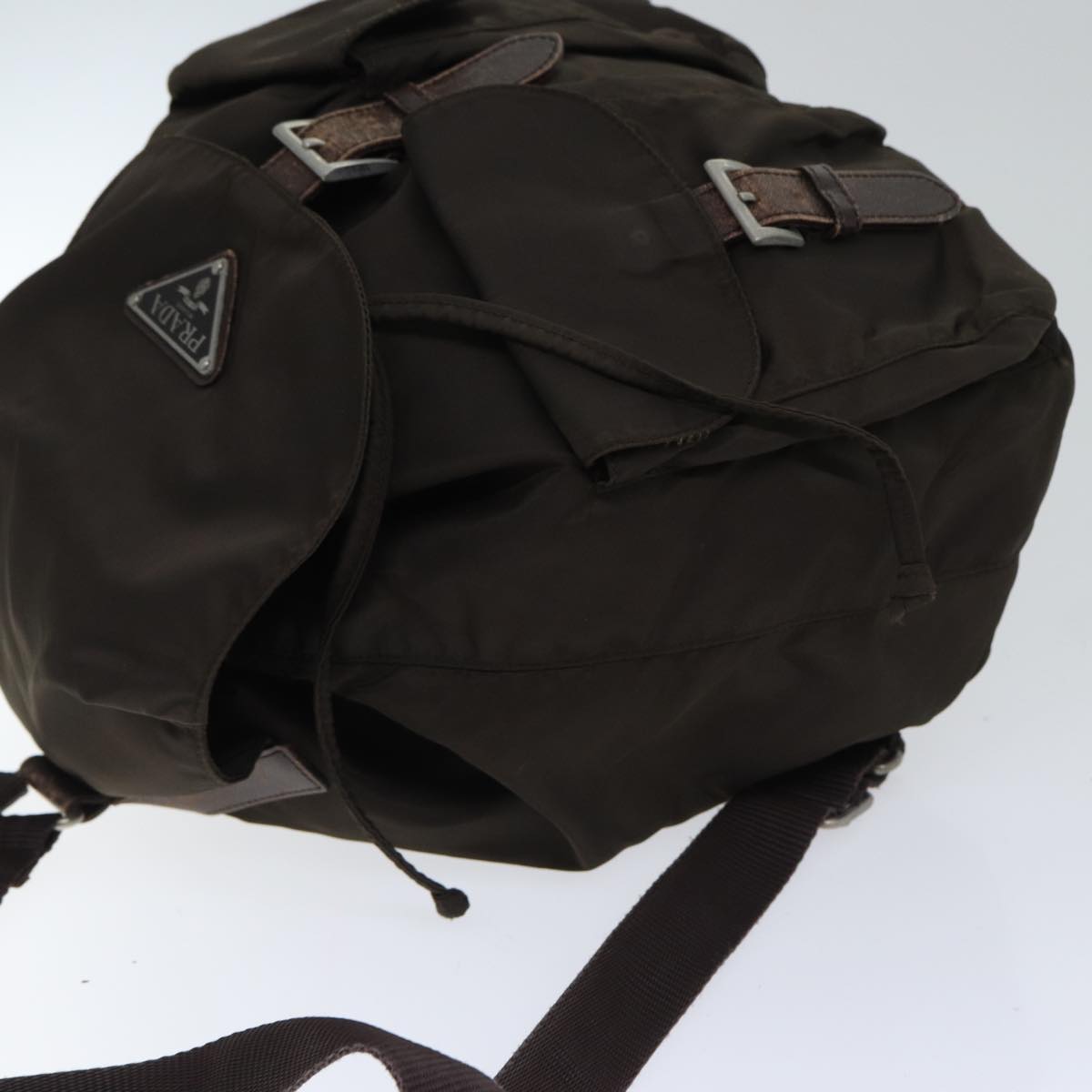 PRADA Backpack Nylon Silver Brown Auth