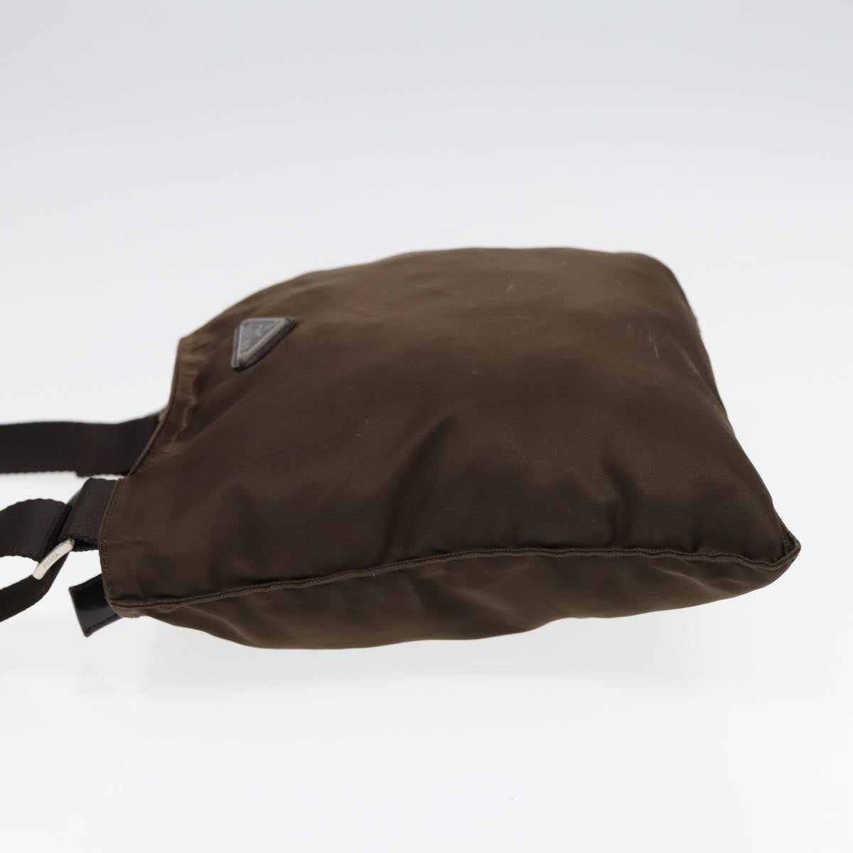 PRADA Shoulder Bag Nylon Brown Silver Auth