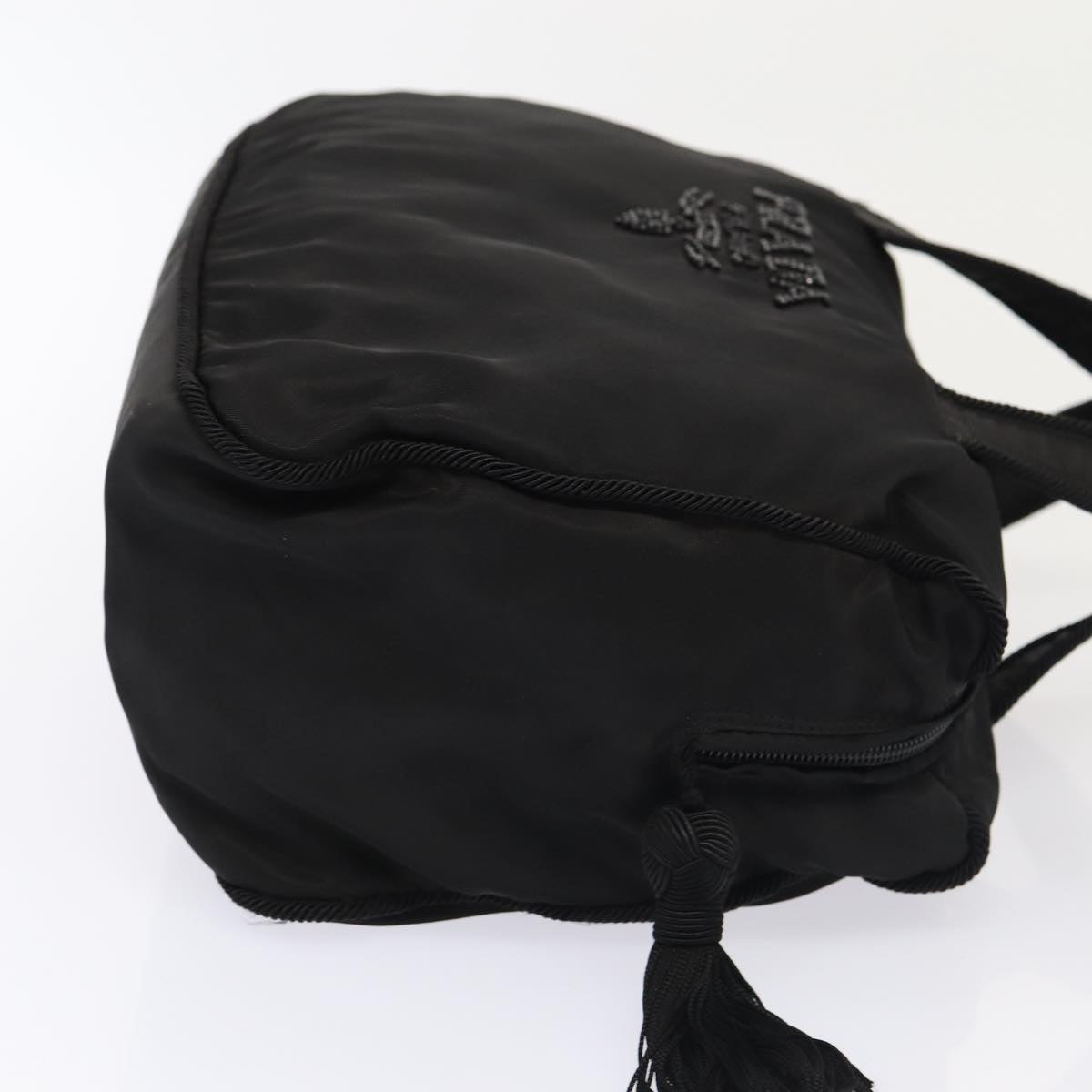PRADA Hand Bag Nylon Black Silver Auth