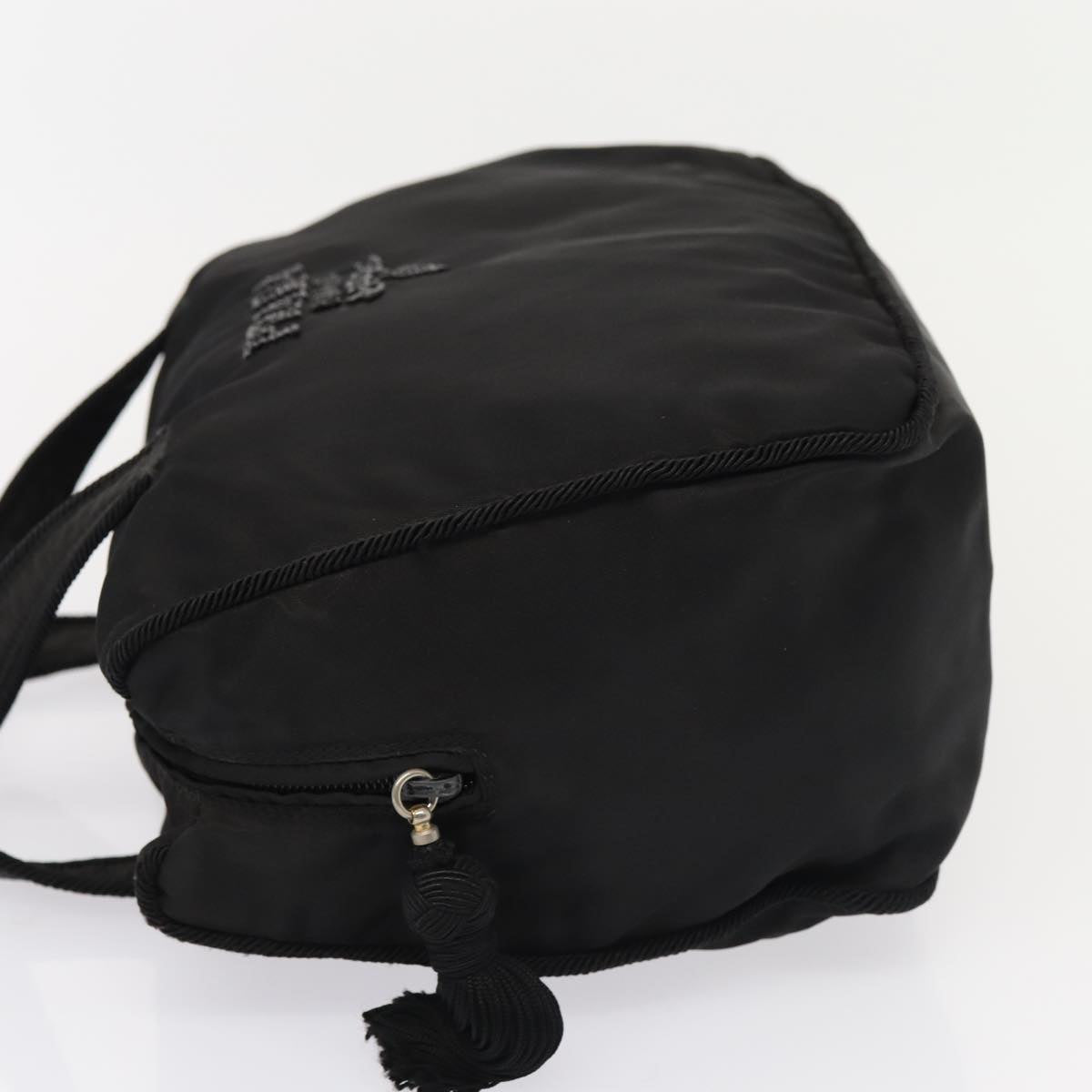 PRADA Hand Bag Nylon Black Silver Auth
