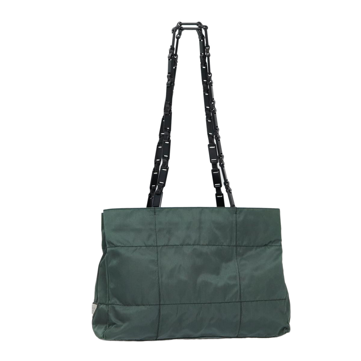 PRADA Shoulder Bag Nylon Green Silver Auth