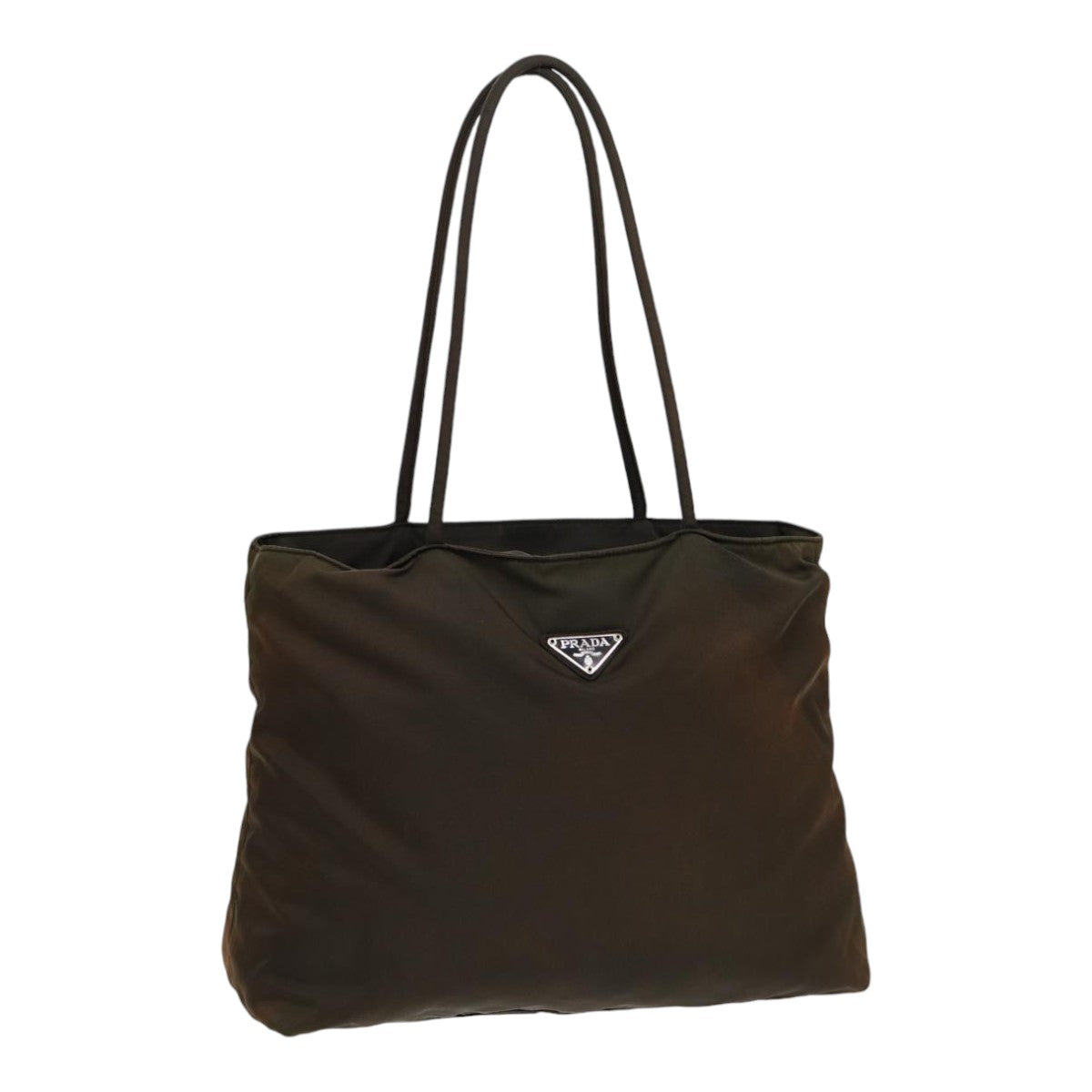 PRADA Shoulder Bag Nylon Brown Silver Auth