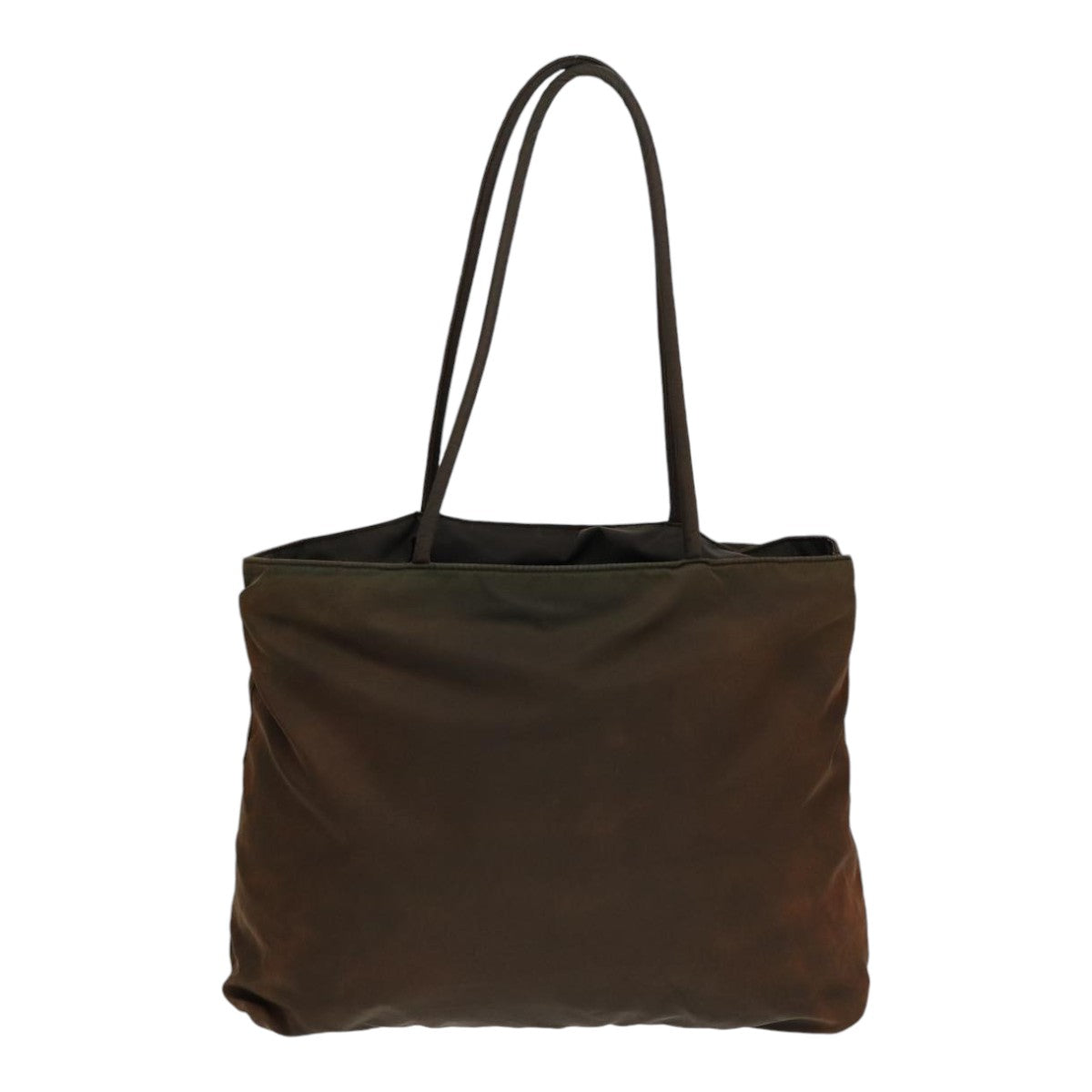 PRADA Shoulder Bag Nylon Brown Silver Auth