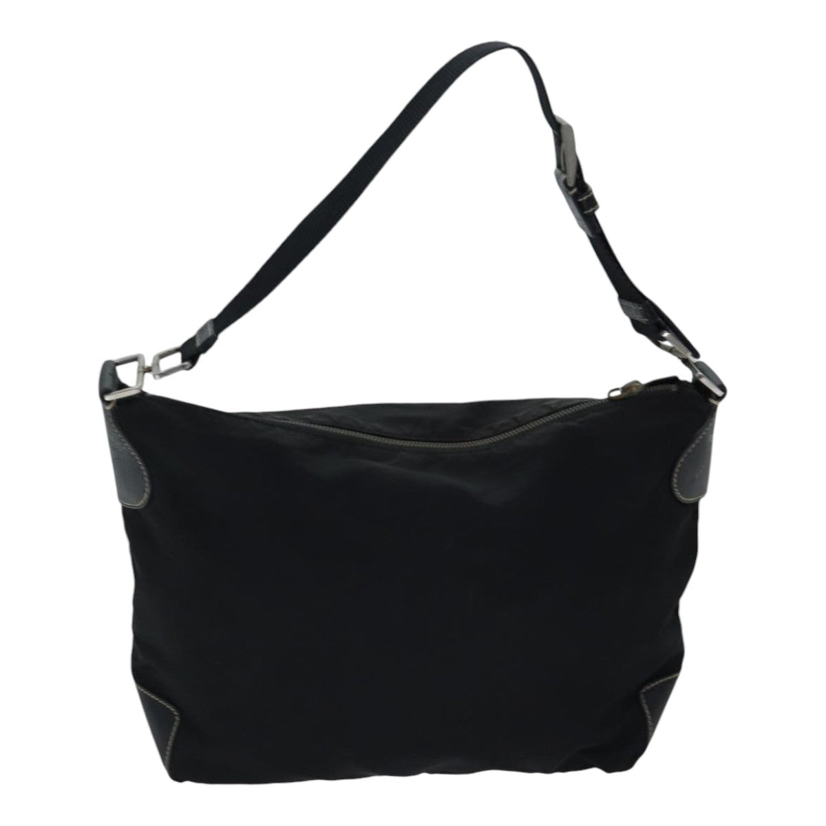 PRADA Shoulder Bag Nylon Black Silver Auth