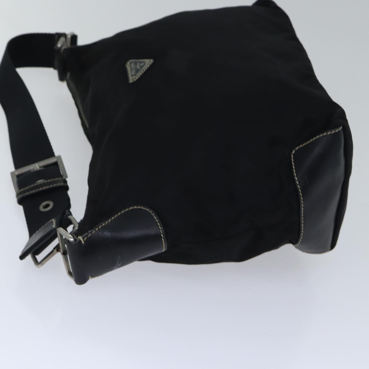 PRADA Shoulder Bag Nylon Black Silver Auth
