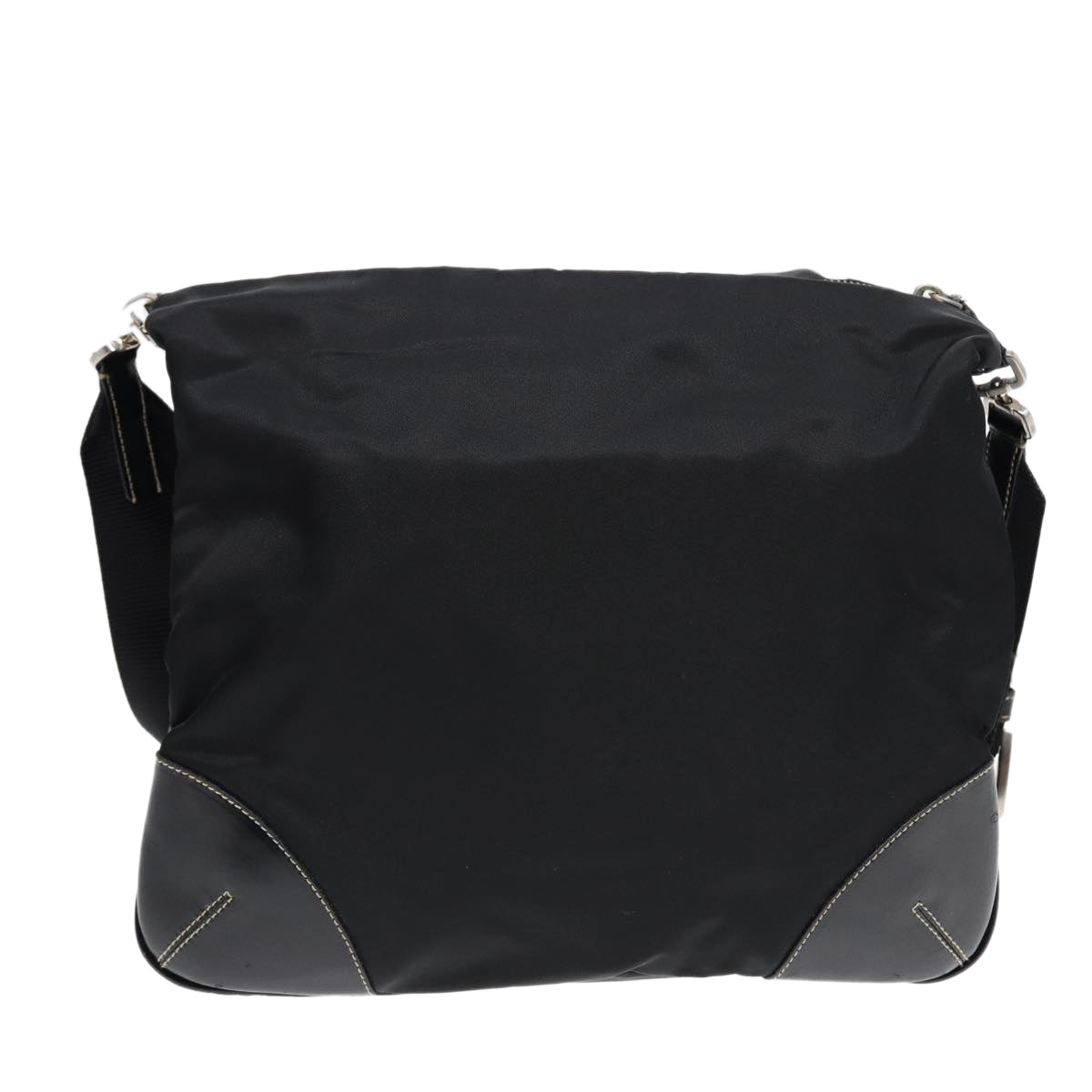 PRADA Shoulder Bag Nylon Black Silver Auth