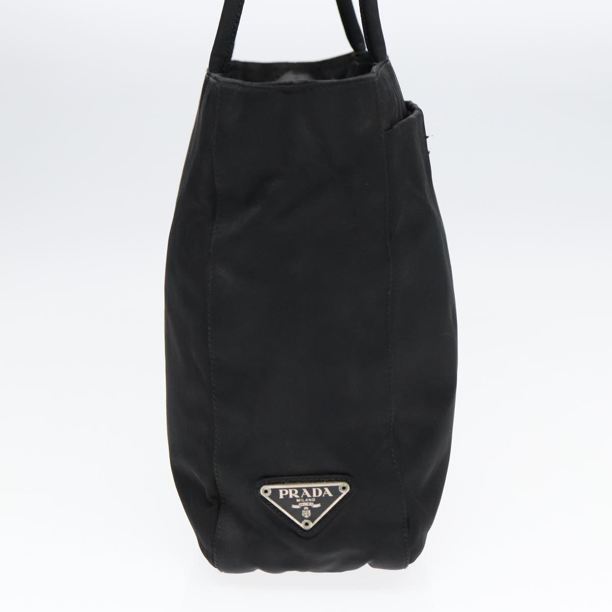 PRADA Tote Bag Nylon Silver Black Auth