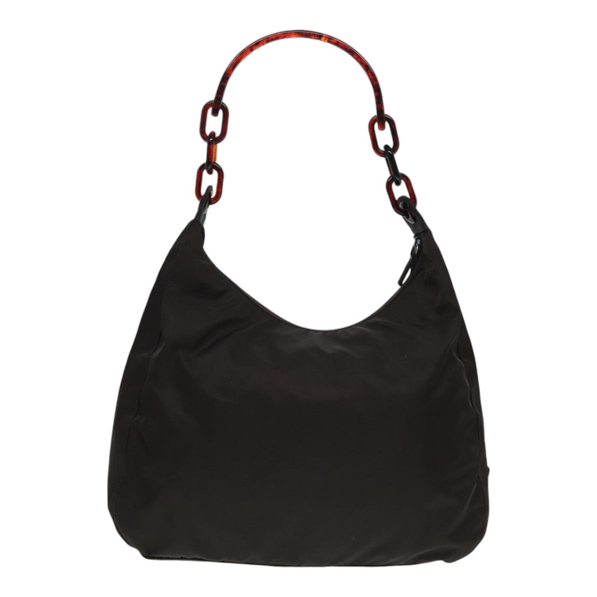 PRADA Shoulder Bag Nylon Brown Silver Auth