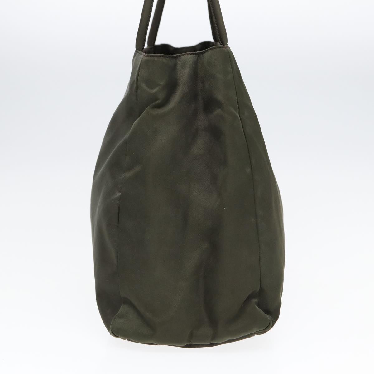 PRADA Tote Bag Nylon Khaki Silver Auth