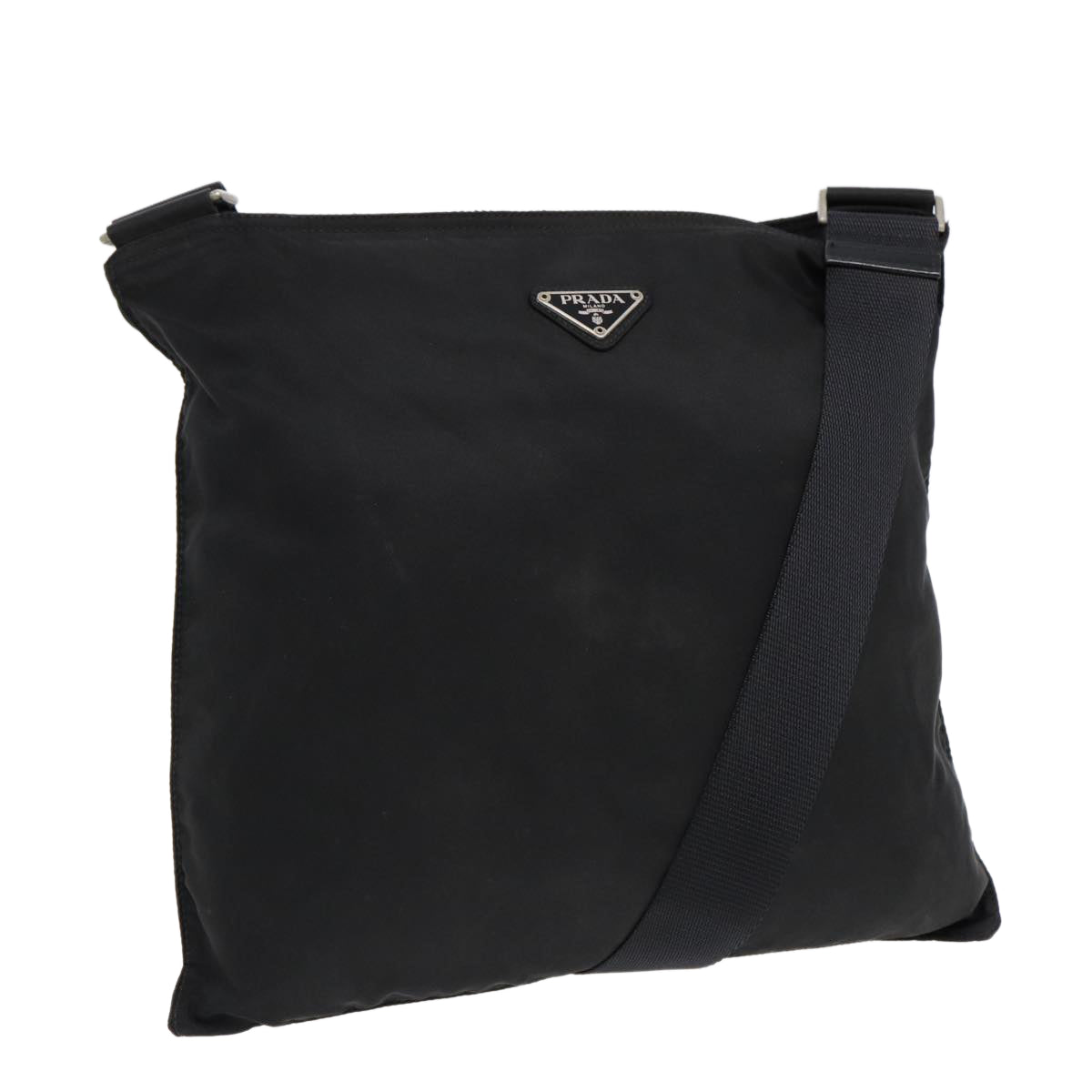 PRADA Shoulder Bag Nylon Black Silver Auth