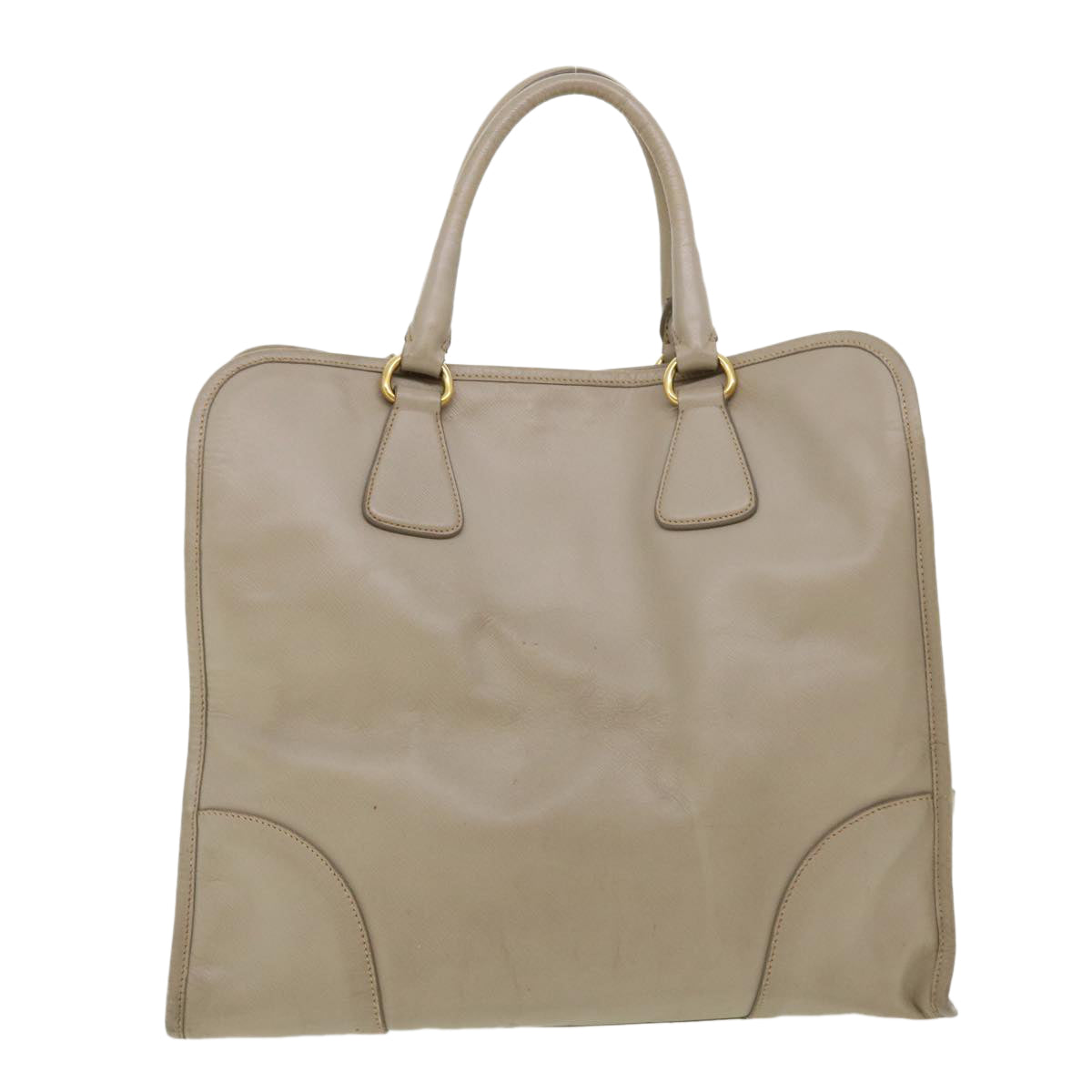PRADA Hand Bag Safiano Leather Gray Auth