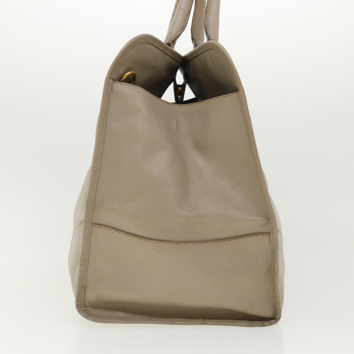 PRADA Hand Bag Safiano Leather Gray Auth