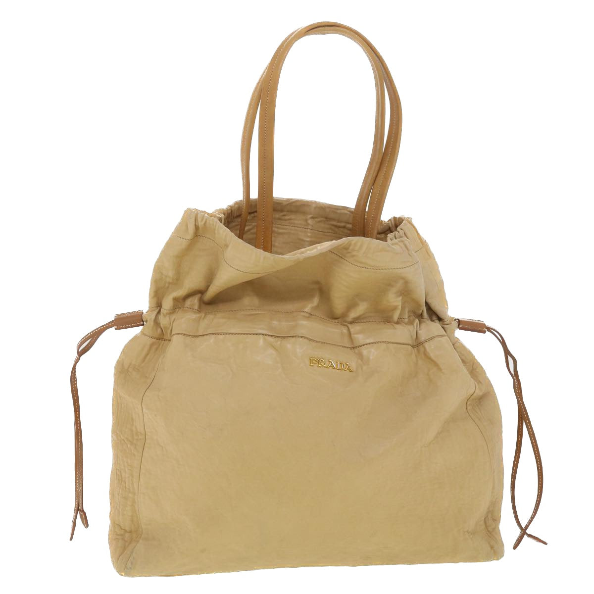 Prada Tote Bag Leather Beige
