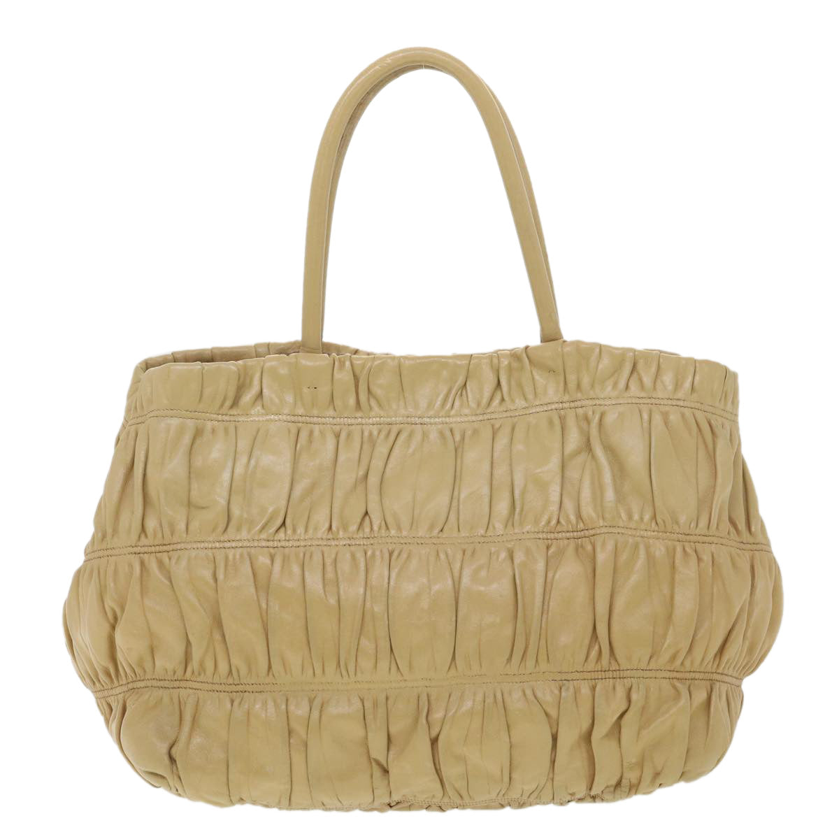 Prada Hand Bag Leather Beige
