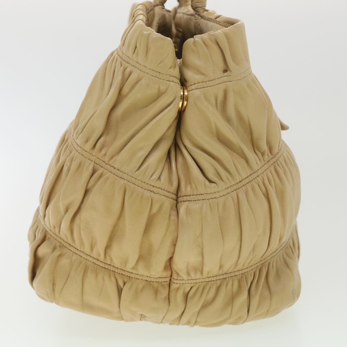 Prada Hand Bag Leather Beige
