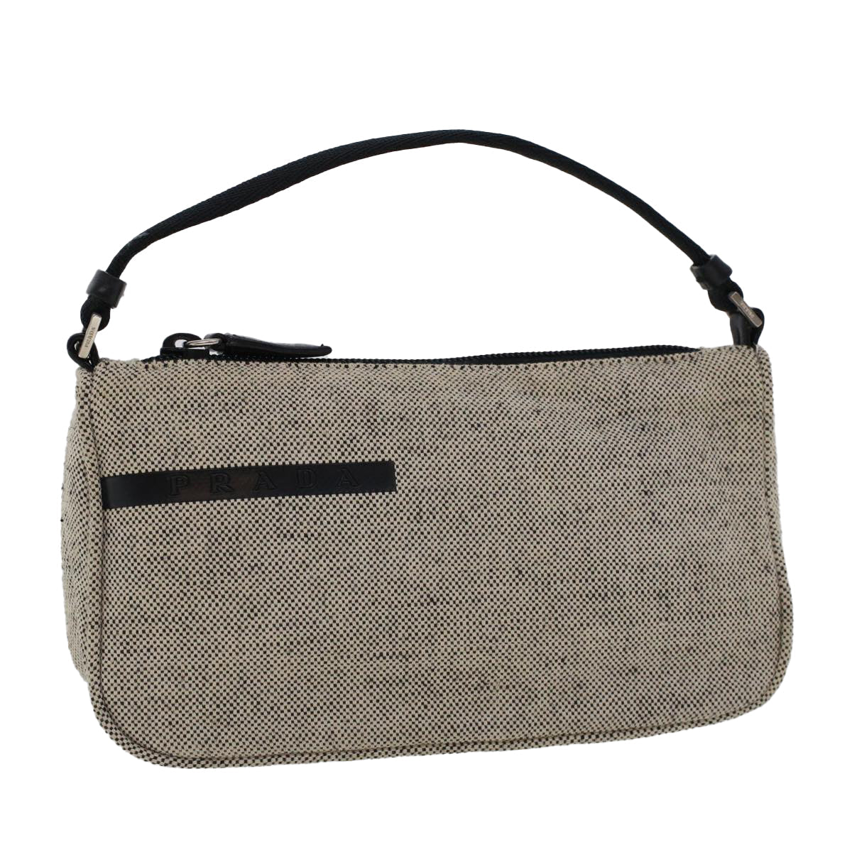 Prada Accessory Pouch Canvas Gray Luxury Handbag