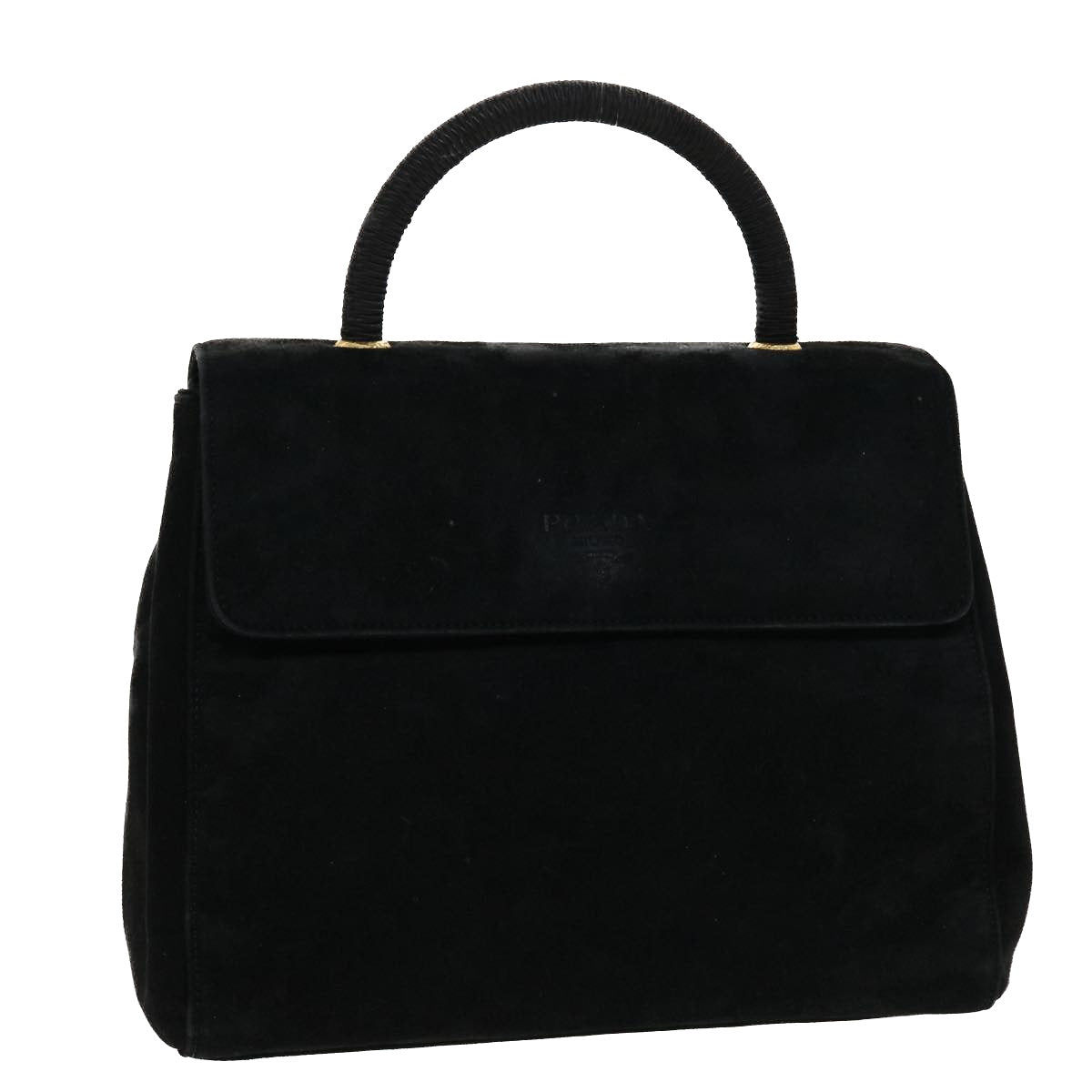 Prada Hand Bag Suede Black