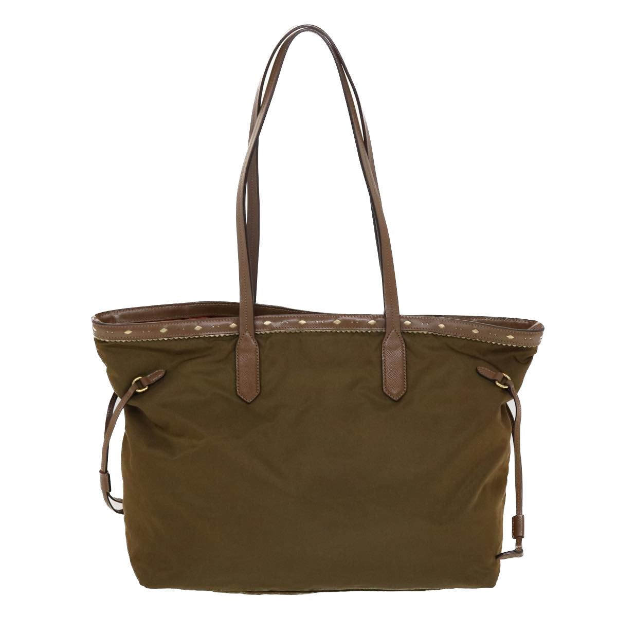 Prada Tote Bag Nylon Leather Khaki