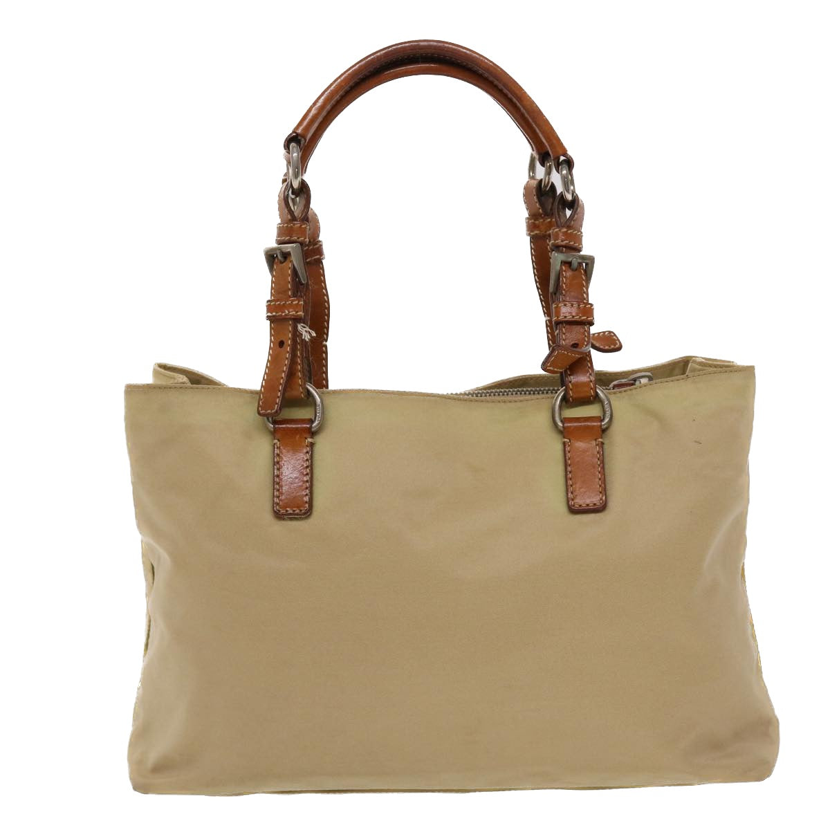 Prada Hand Bag Nylon Leather Beige