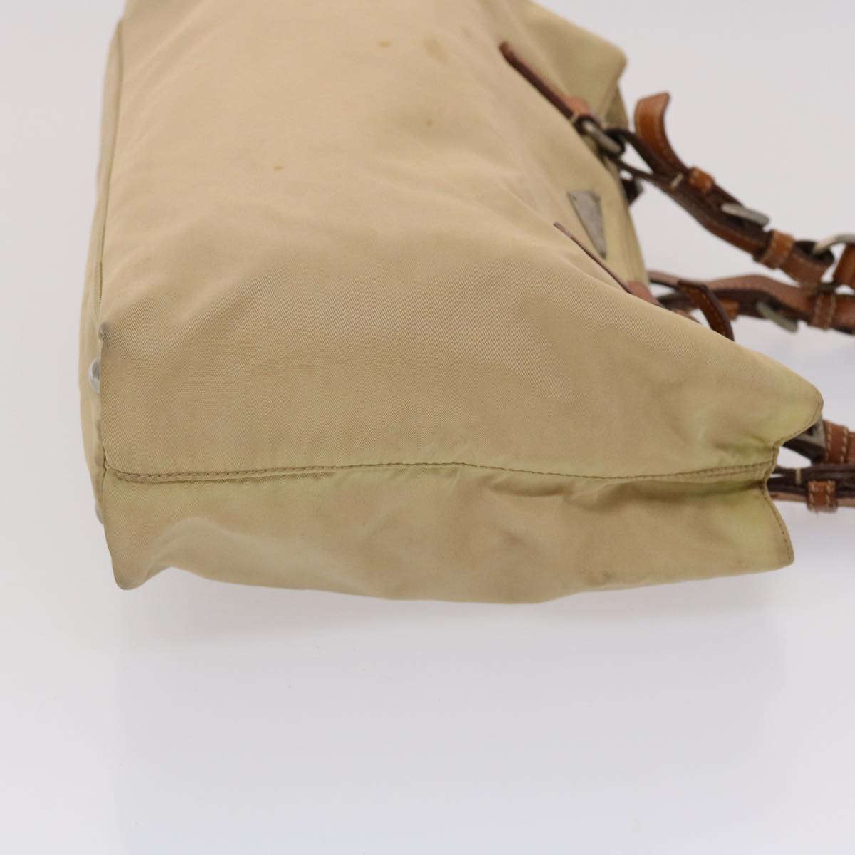 Prada Hand Bag Nylon Leather Beige