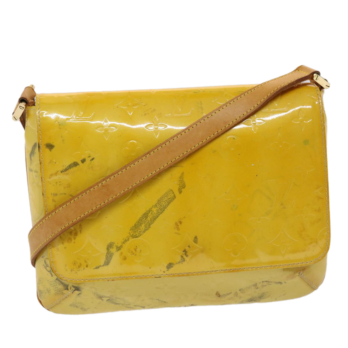 Louis Vuitton Monogram Vernis Thompson Street Bag Lime Yellow Auth bs6717