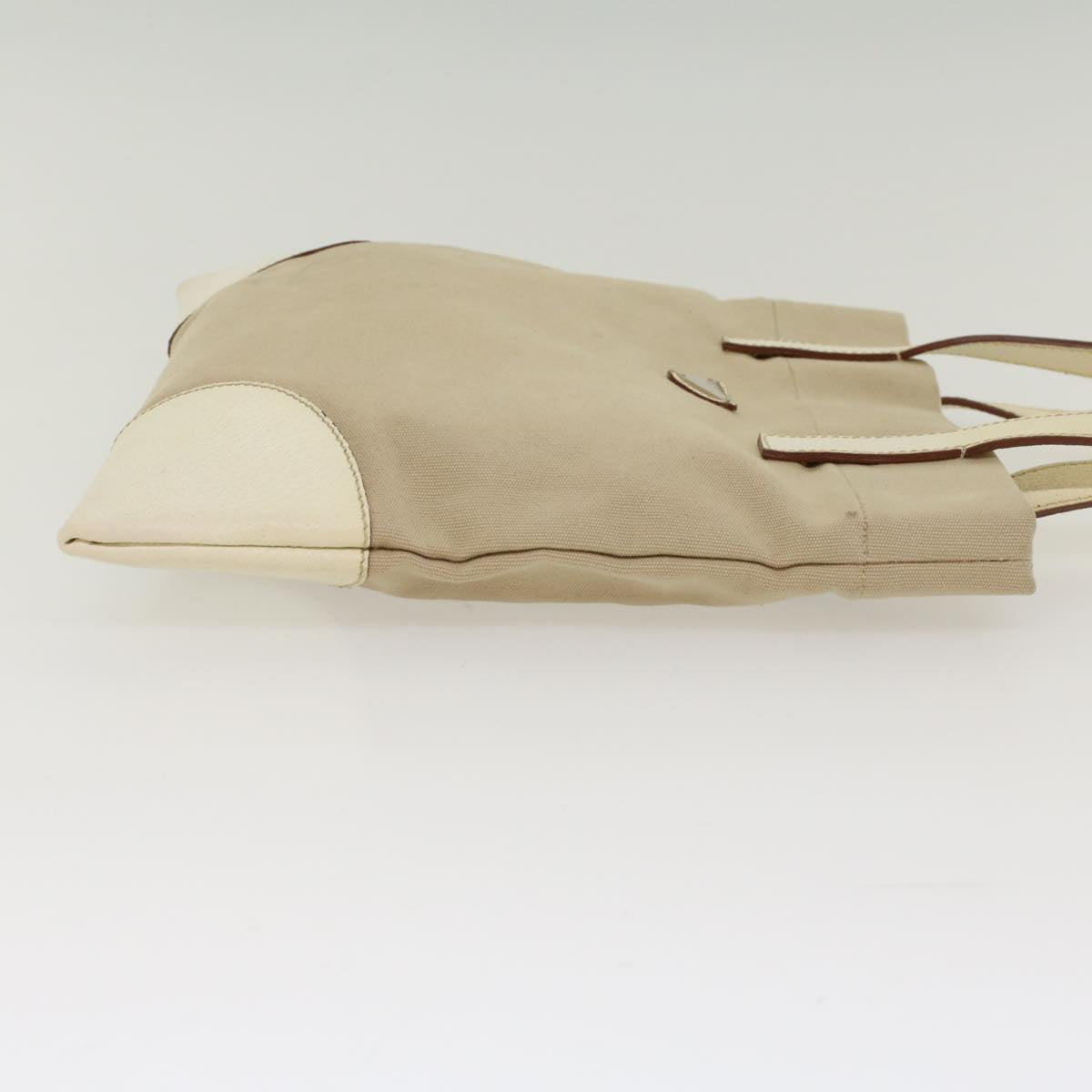 Prada Tote Bag Canvas Leather Beige