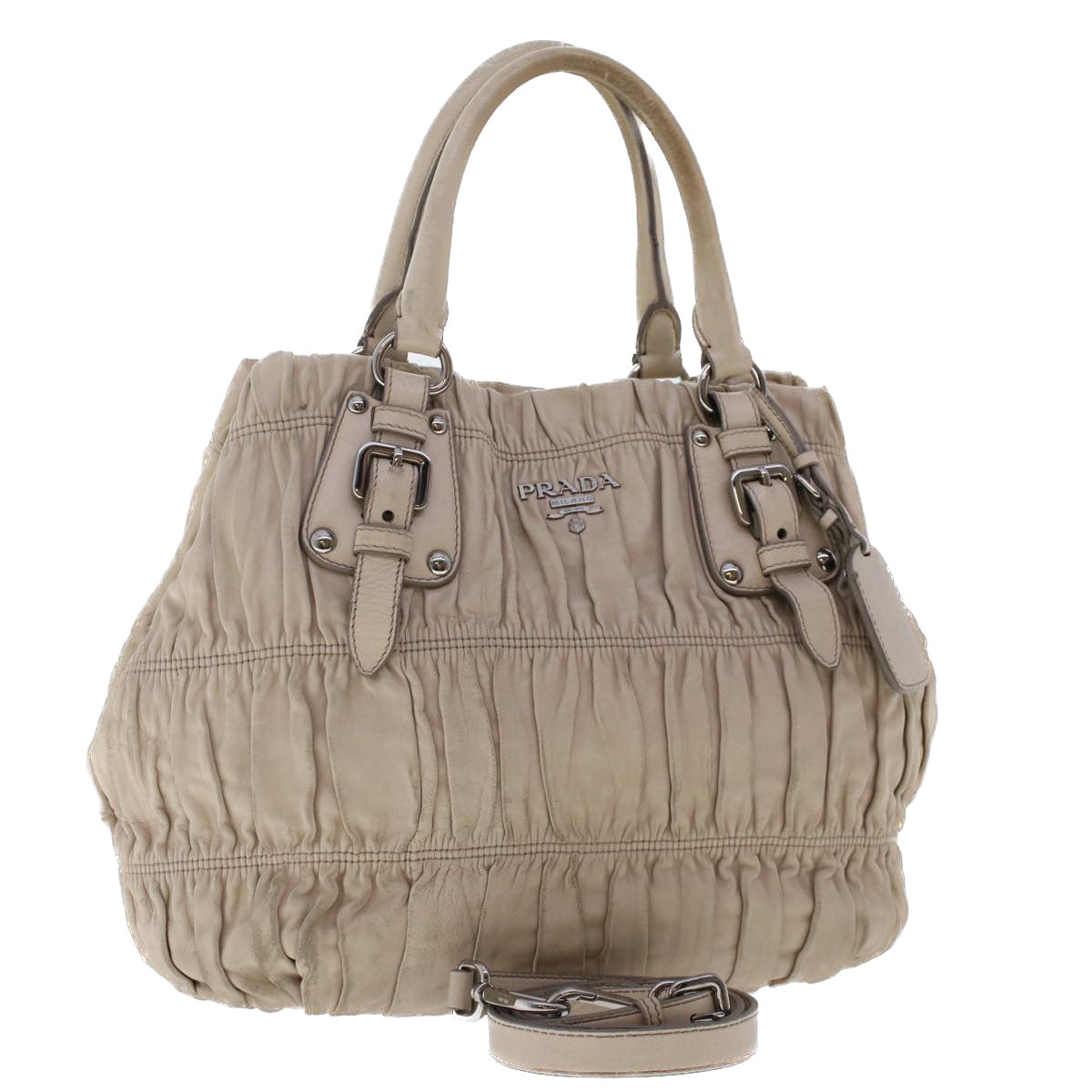 Prada Shoulder Bag Leather 2way Gray