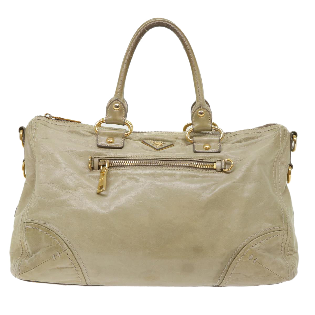 Prada Boston Bag Leather Beige