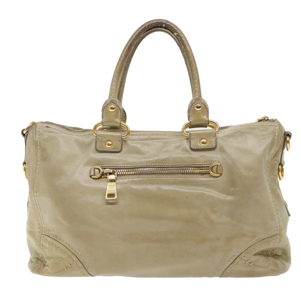 Prada Boston Bag Leather Beige