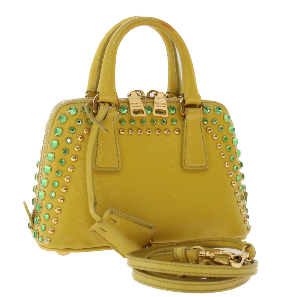 Prada Bijoux Hand Bag Safiano leather 2way Yellow