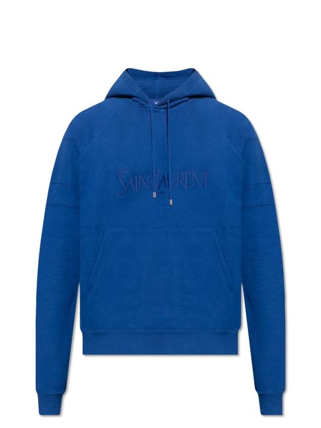 Luxury Saint Laurent Trending 2026 Embroidered Logo Hoodie Blue
