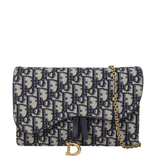 Dior Saddle Pouch Wallet on Chain Oblique