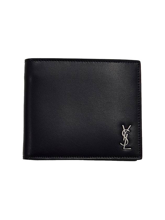 Luxury Saint Laurent Trending 2026 Tiny Cassandre East West Wallet in Matte Leather Black