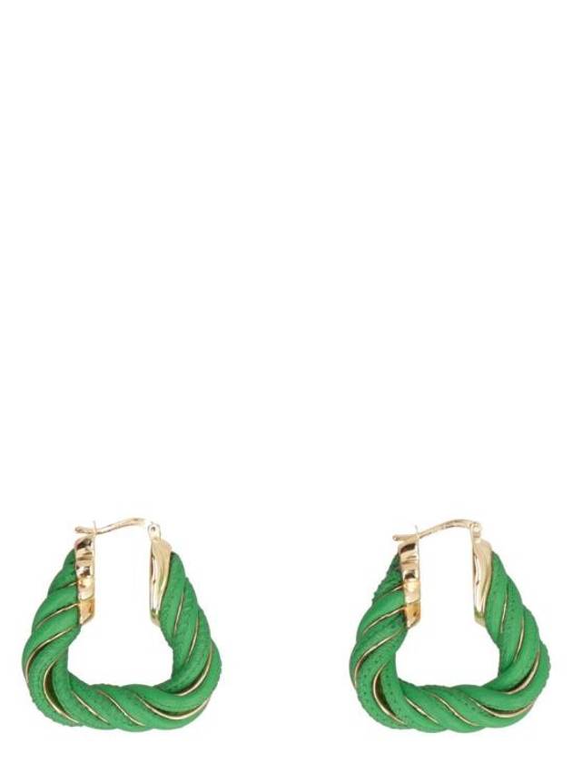 Luxury Bottega Veneta Twisted Triangle Hoop Earrings Green