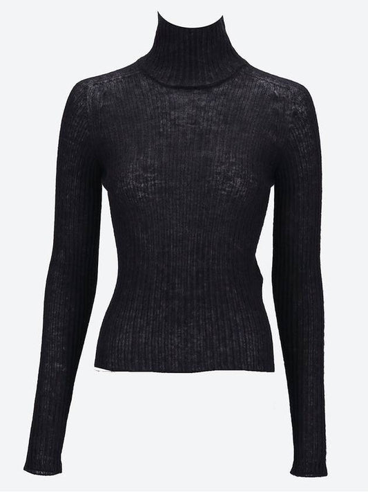 Luxury Saint Laurent Trending 2026 Ribbed Knit Turtleneck Black