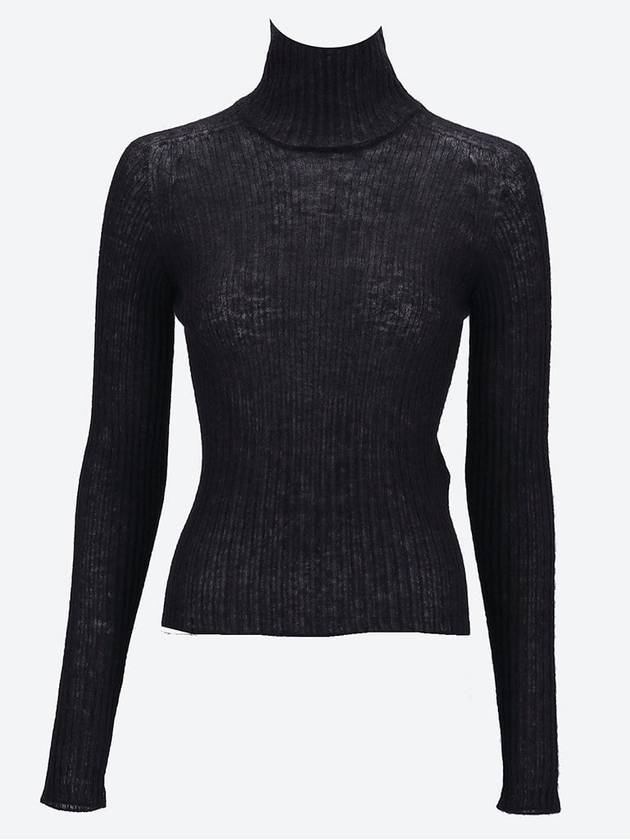 Luxury Saint Laurent Trending 2026 Ribbed Knit Turtleneck Black