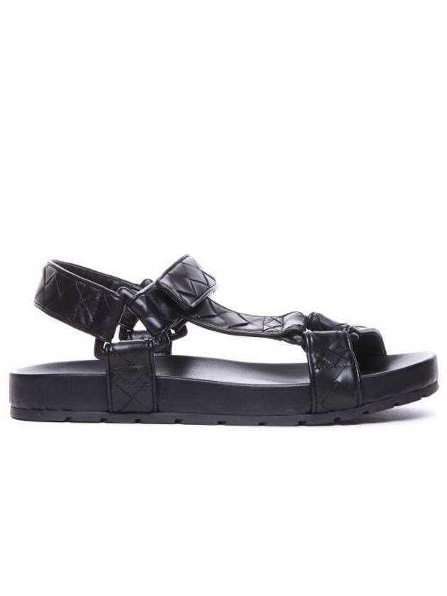 Luxury Bottega Veneta Trip Intrecciato Leather Sandals Black