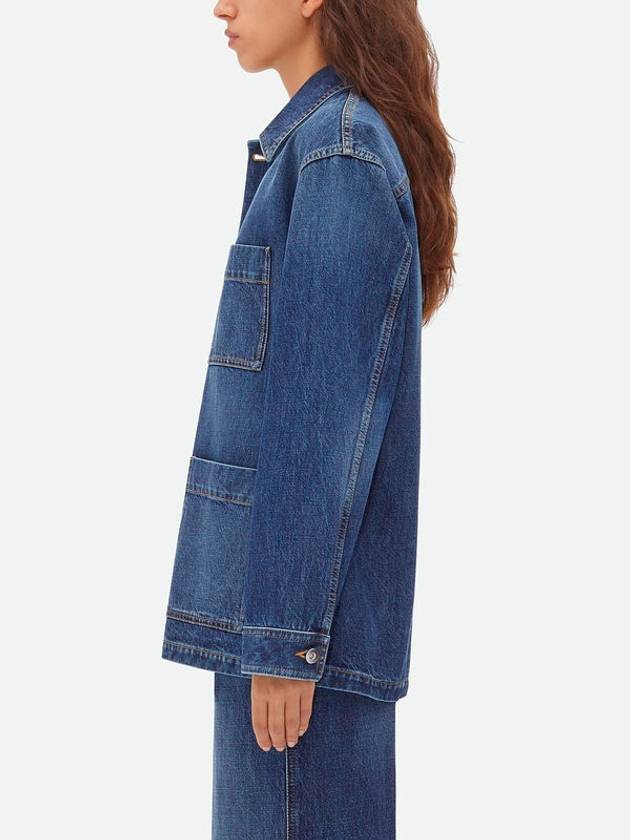 Luxury Bottega Veneta Washed Medium Denim Jacket Mid Blue