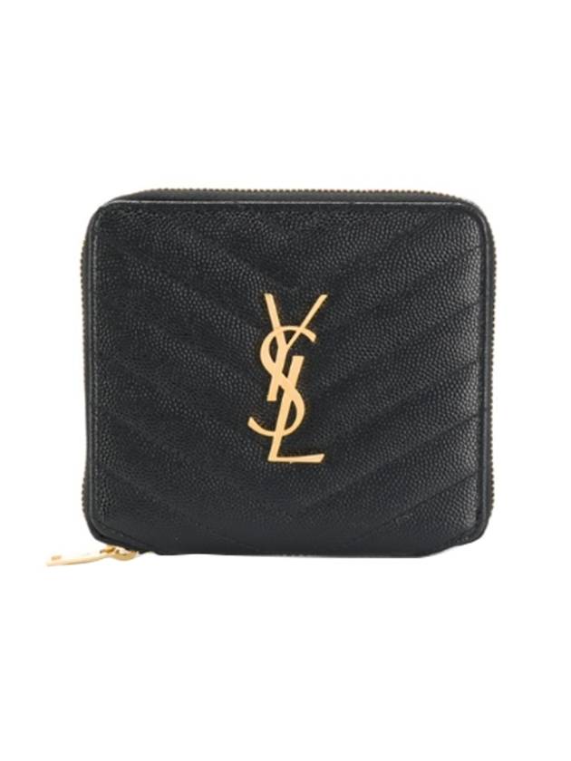 Luxury Saint Laurent Trending 2026 Monogram Compact Zipper Halfwallet Black