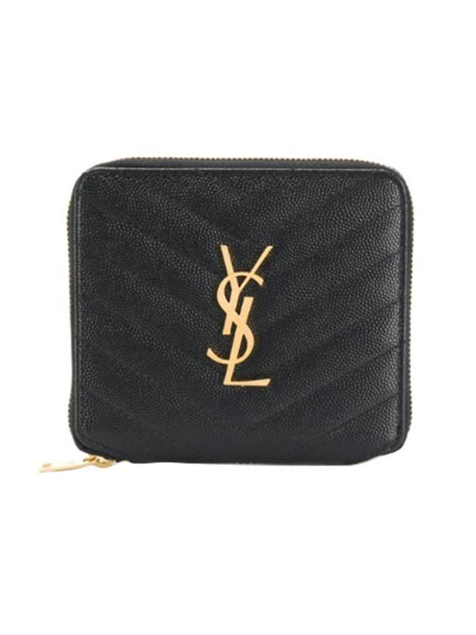 Luxury Saint Laurent Trending 2026 Monogram Compact Zipper Halfwallet Black