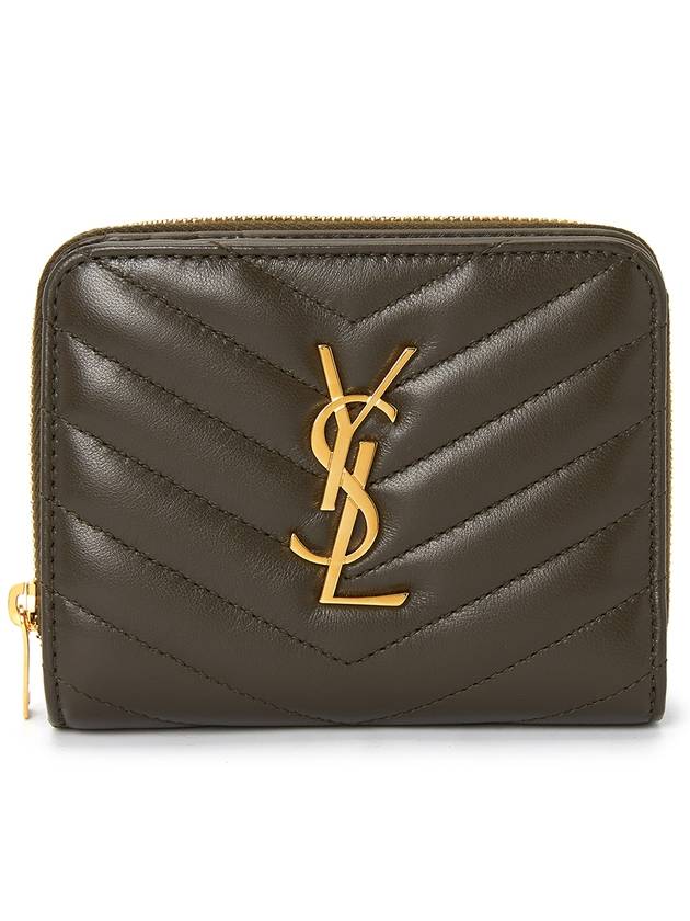 Luxury Saint Laurent Trending 2026 Cassandra Quilting Around Half Wallet Light Musk