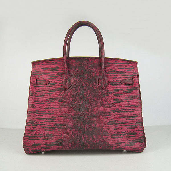 Hermes Birkin 35CM Lizard Pattern handbag 6089 Red/ silver